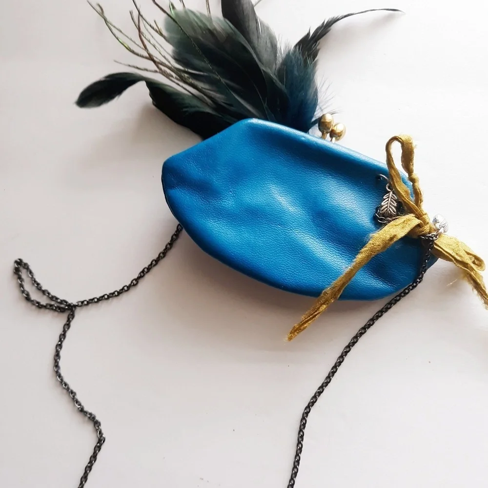 Artisan Upcycled Art Deco Pouch Necklace - Picture 6 of 8